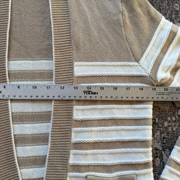 J. Crew Factory Tan and Cream Striped Cardigan - Picture 4 of 9